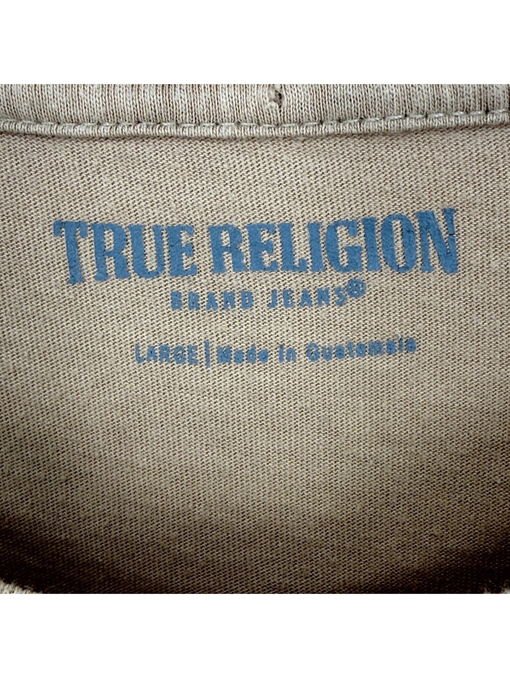 True Religion Flag Pocket Logo Graphic Tee Beige Cotton Streetwear Mens Large - Picture 3 of 4